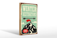 Holzschild Retro 20x30cm Ski winter destinations