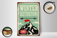 Holzschild Retro 20x30cm Ski winter destinations