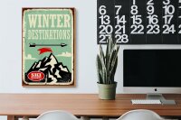 Holzschild Retro 20x30cm Ski winter destinations