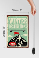Holzschild Retro 20x30cm Ski winter destinations
