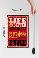 Holzschild Retro 30x20cm life better camp fire Camping rot
