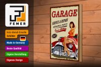 Holzschild Pinup 20x30cm Retro Garage service repair 24/7