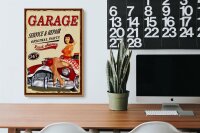 Holzschild Pinup 20x30cm Retro Garage service repair 24/7