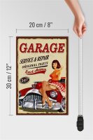 Holzschild Pinup 20x30cm Retro Garage service repair 24/7