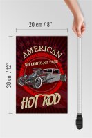 Holzschild American 20x30cm hot rod Auto no limits no fear