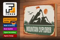Holzschild Retro 30x20cm Mountain Explorer