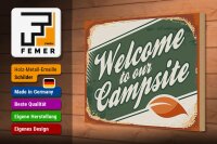 Holzschild Camping 30x20cm welcome to our Campsite