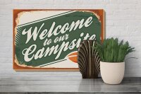 Holzschild Camping 30x20cm welcome to our Campsite