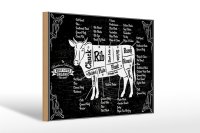 Holzschild Kuh 30x20cm Beef cuts Organic Metzgerei