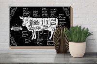 Holzschild Kuh 30x20cm Beef cuts Organic Metzgerei