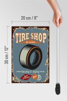 Holzschild Retro 20x30cm Tire Shop Service open 24