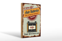 Holzschild Retro 20x30cm Auto Batteries extra life