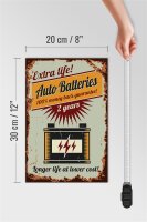 Holzschild Retro 20x30cm Auto Batteries extra life