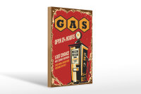Holzschild Retro 20x30cm Gas open 24 next service