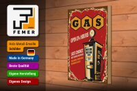 Holzschild Retro 20x30cm Gas open 24 next service