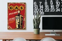 Holzschild Retro 20x30cm Gas open 24 next service