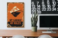 Holzschild Retro 20x30cm Auto my garage my rules