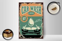Holzschild Retro 20x30cm Car Wash Service mechanic on duty