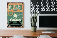 Holzschild Retro 20x30cm Car Wash Service mechanic on duty