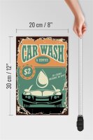 Holzschild Retro 20x30cm Car Wash Service mechanic on duty