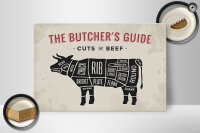 Holzschild Kuh 30x20cm Beef cuts Fleisch Metzgerei