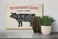 Holzschild Kuh 30x20cm Beef cuts Fleisch Metzgerei
