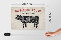 Holzschild Kuh 30x20cm Beef cuts Fleisch Metzgerei