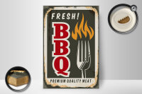 Holzschild Retro 20x30cm fresh BBQ Premium Quality meat