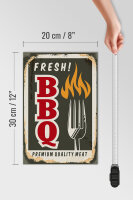 Holzschild Retro 20x30cm fresh BBQ Premium Quality meat