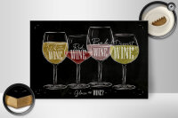 Holzschild Wein 30x20cm Glass of wine red white
