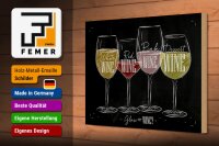 Holzschild Wein 30x20cm Glass of wine red white