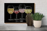 Holzschild Wein 30x20cm Glass of wine red white