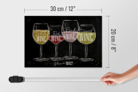 Holzschild Wein 30x20cm Glass of wine red white