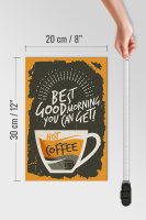 Holzschild Retro 20x30cm Kaffee best good morning hot Coffee
