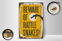 Holzschild Retro 20x30cm Schlange beware of rattle snakes