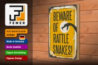 Holzschild Retro 20x30cm Schlange beware of rattle snakes