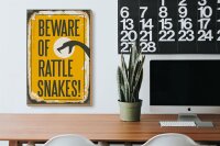 Holzschild Retro 20x30cm Schlange beware of rattle snakes