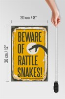 Holzschild Retro 20x30cm Schlange beware of rattle snakes