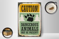 Holzschild Retro 20x30cm Caution dangerous animals