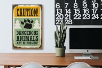 Holzschild Retro 20x30cm Caution dangerous animals
