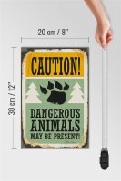 Holzschild Retro 20x30cm Caution dangerous animals