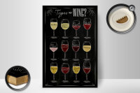 Holzschild Wein 20x30cm Types of wine Merlot Rose Alkohol