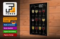 Holzschild Wein 20x30cm Types of wine Merlot Rose Alkohol