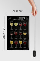 Holzschild Wein 20x30cm Types of wine Merlot Rose Alkohol