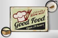 Holzschild Retro 30x20cm Good Food cold drink open 24