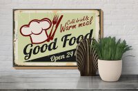 Holzschild Retro 30x20cm Good Food cold drink open 24