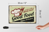 Holzschild Retro 30x20cm Good Food cold drink open 24