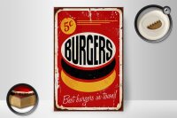Holzschild Retro 20x30cm burgers best in town Fast food