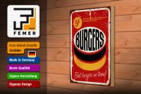 Holzschild Retro 20x30cm burgers best in town Fast food