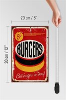Holzschild Retro 20x30cm burgers best in town Fast food